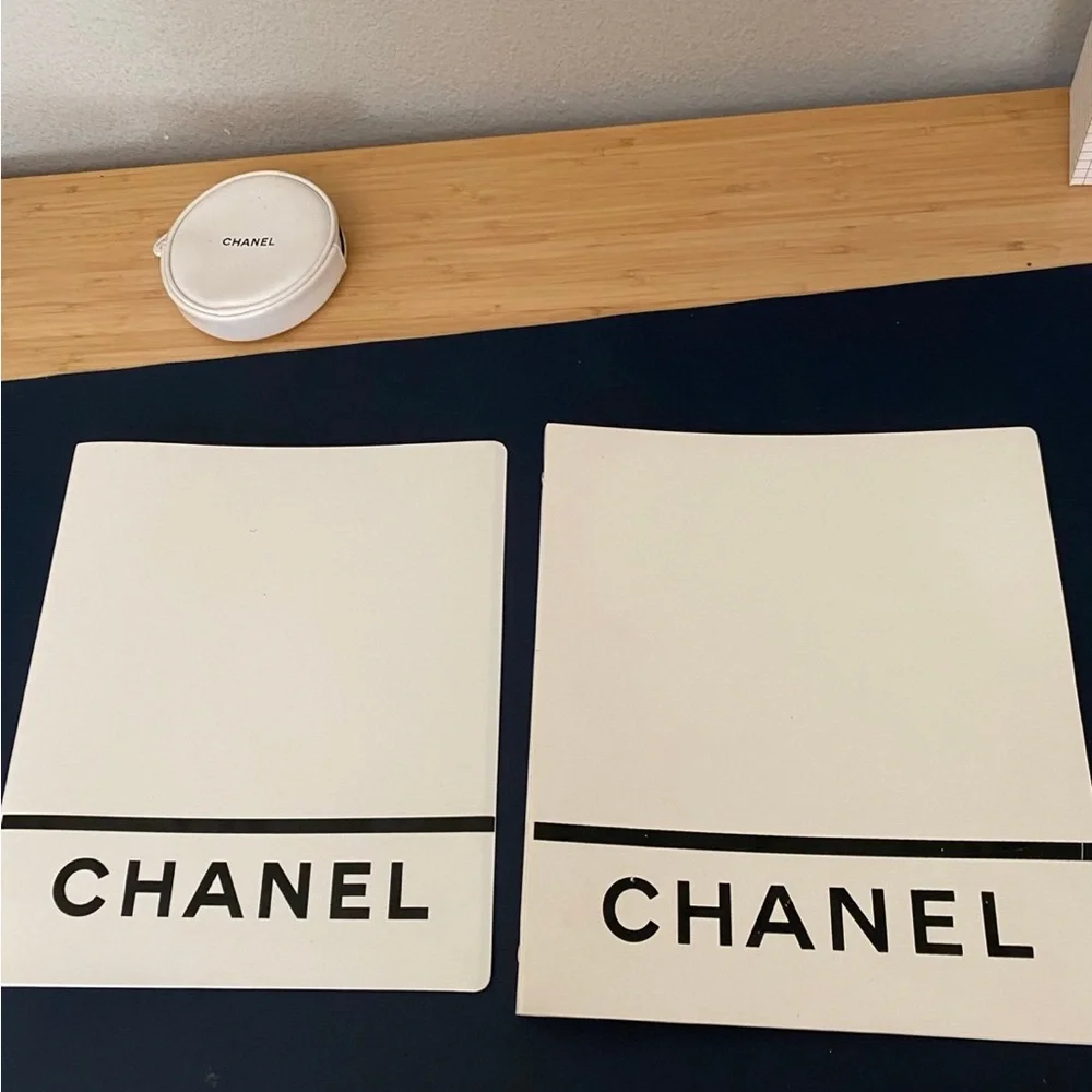 Rare Chanel collectors item stationary : folders, writing pad, binders and pouch